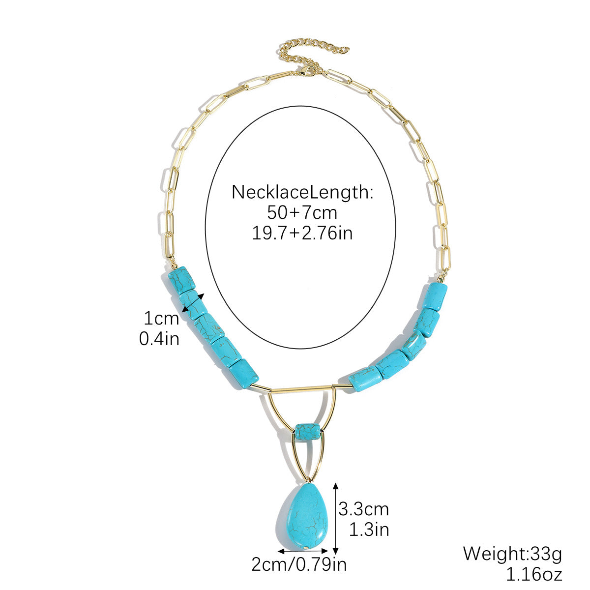 Wholesale Natural stone pendant fashionable and versatile turquoise necklace