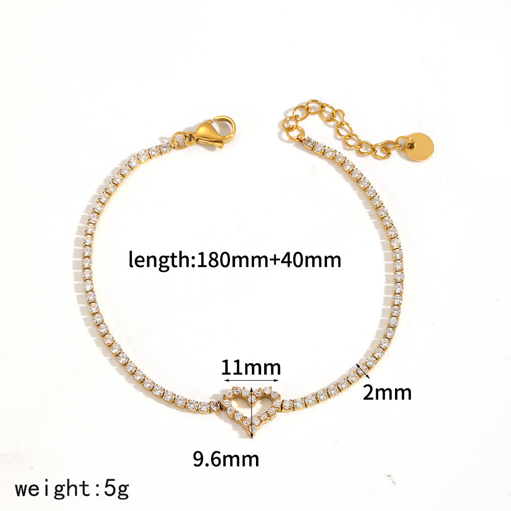 Wholesale Gold multi heart diamond studded stainless steel bracelet