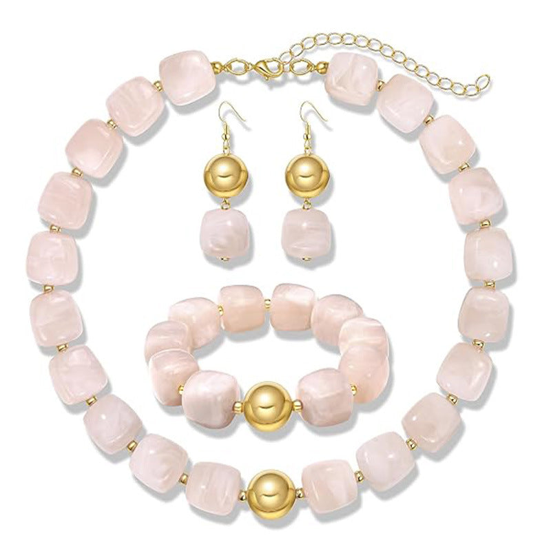 Wholesale Resin Beaded Bohemian Jewelry Set For Women Trendy Beach Vacation Fashion Accessory