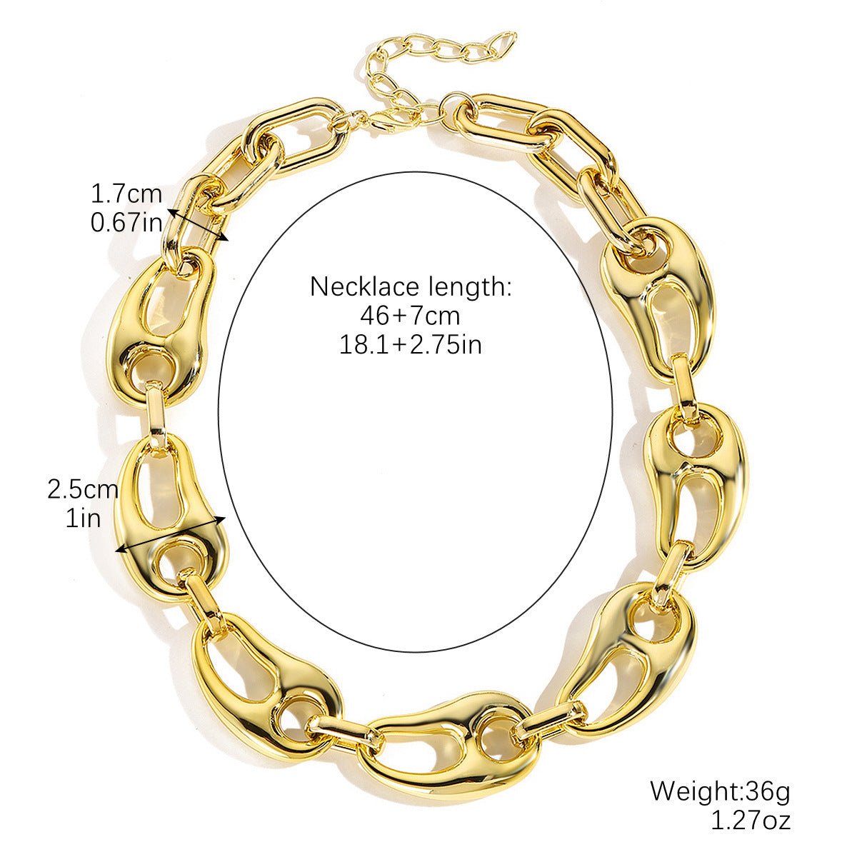 Wholesale Punk Geometric Thick Chain Hip-Hop Necklace Clavicle Chain