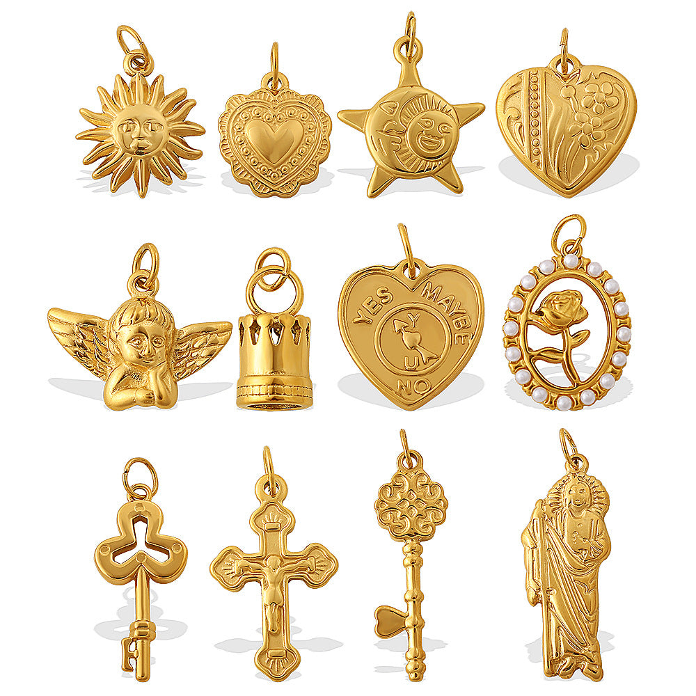 Wholesale Ocean style retro key heart-shaped stainless steel necklace pendant accessories