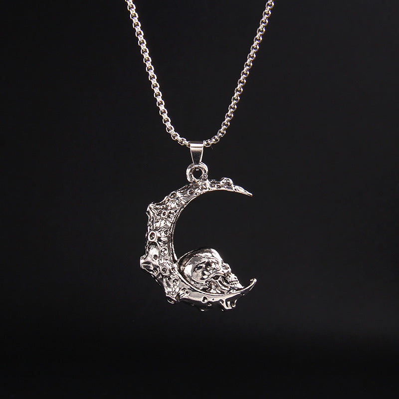 Wholesale Skull Moon Alloy Necklace