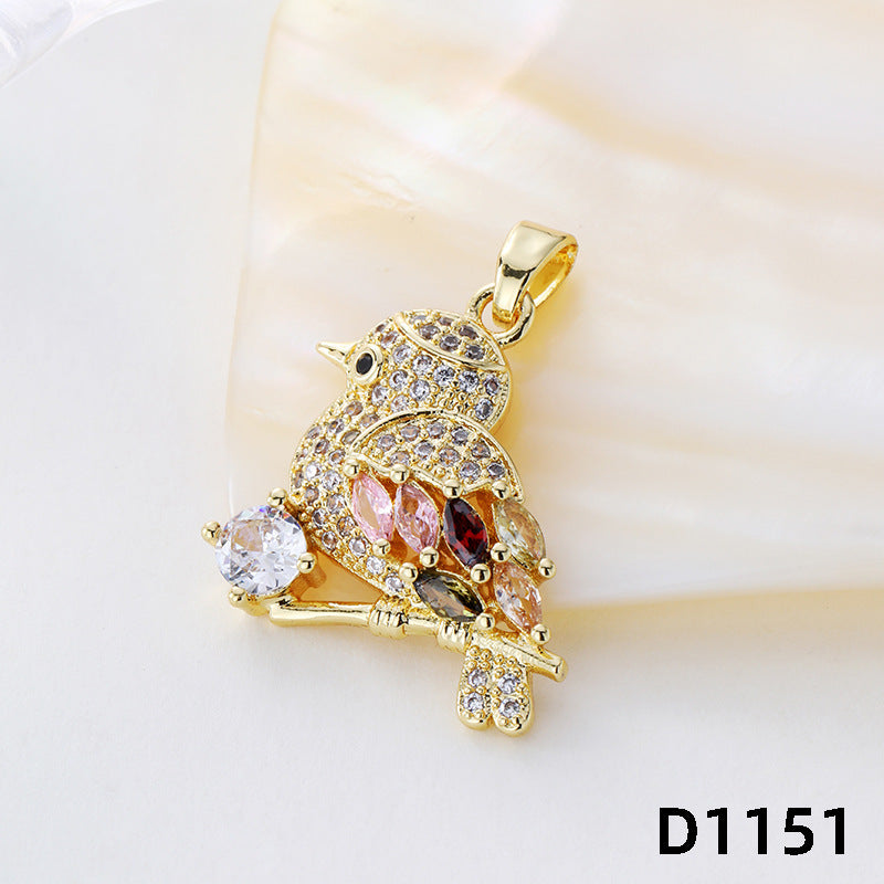 Wholesale High-grade Exquisite Bird Necklace Accessories Copper Plated Real Gold Color-preserving Pendant
