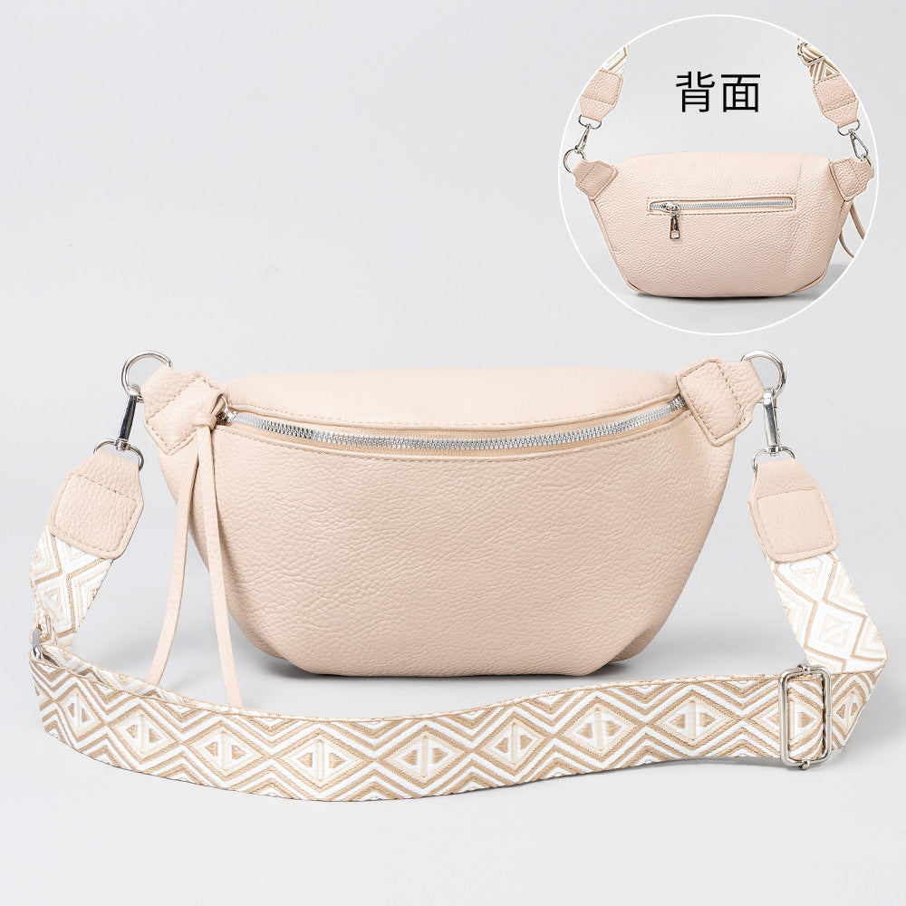 Wholesale Pu Leather Large Capacity Cross-body Pleated Waist Bag