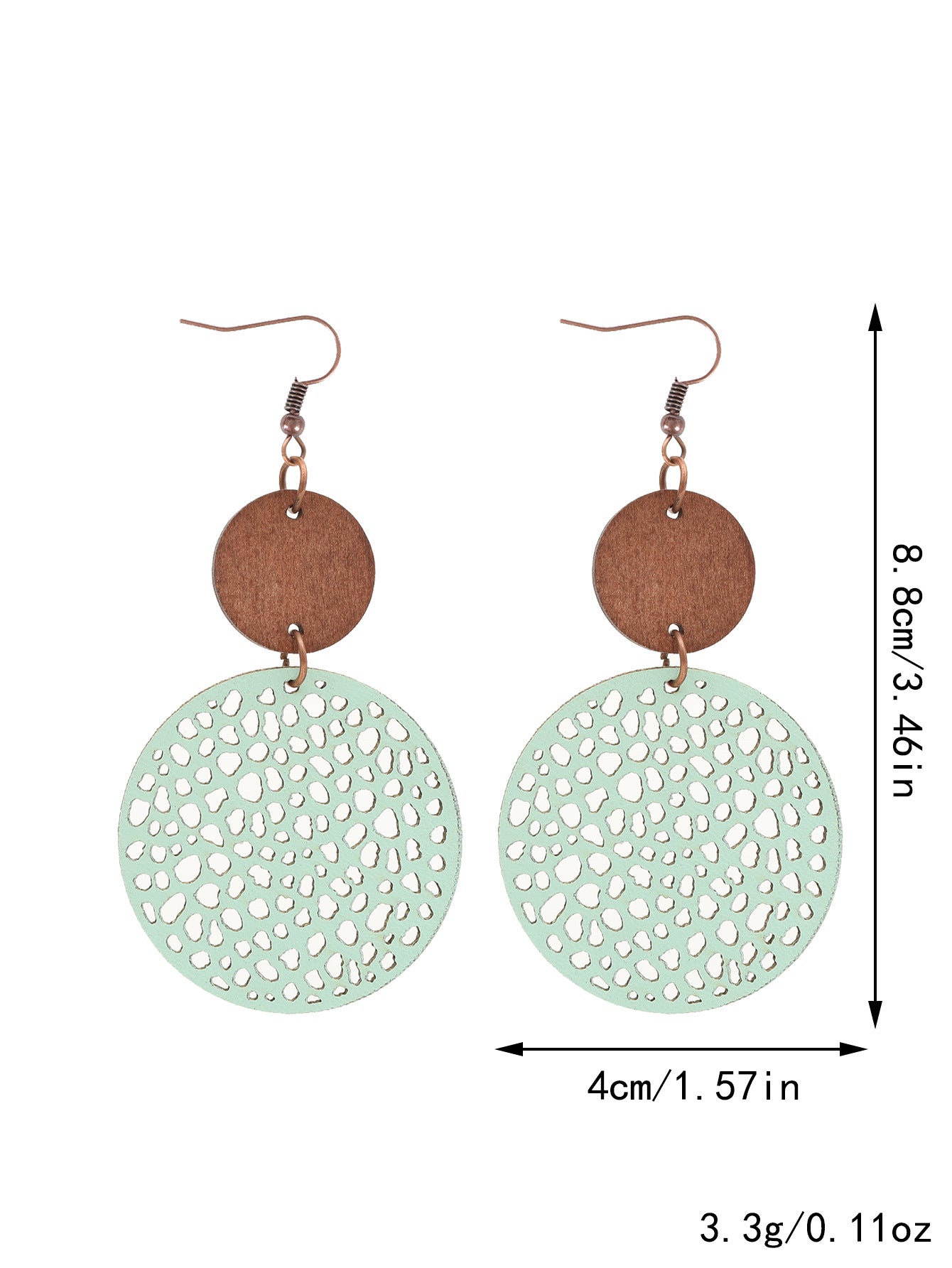 Wholesale Cross  Hollow Wood Pieces Combination Leather Earrings