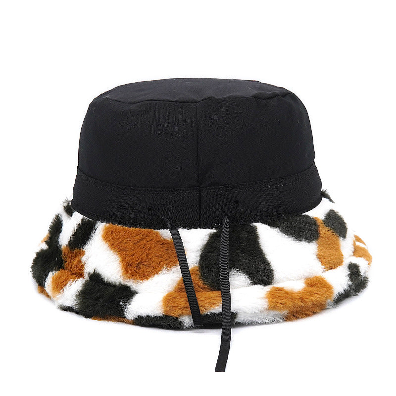 Wholesale Leopard Print Thick Plush Warm Bucket Hat
