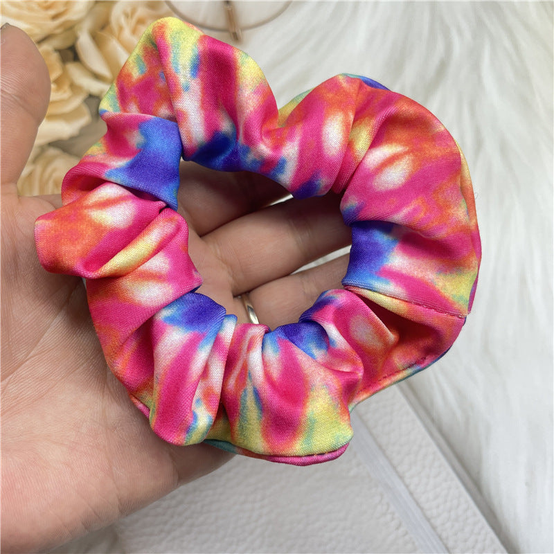 Wholesale Tie Dye Rainbow Gradient Color Hair Tie Customized Hair Accessories