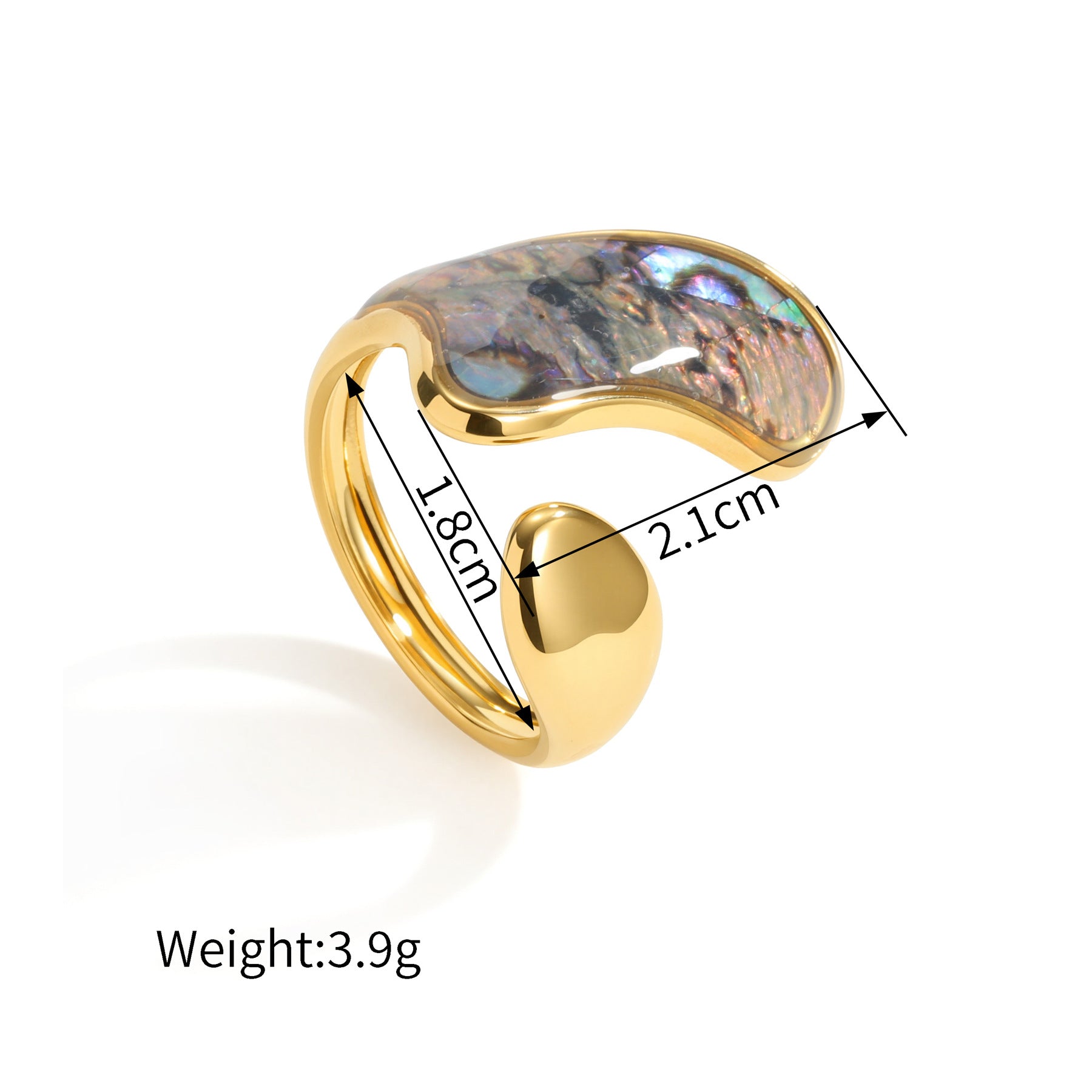Wholesale French Retro Irregular Geometric Shell Inlay Ring For Women Trendy Stainless Steel Finger Ring Boutique Resale Accessory Gift