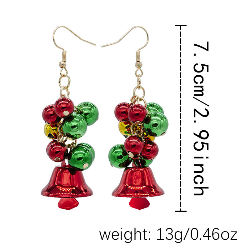 Wholesale Christmas red and green color matching bell creative simple color tassel Christmas Carnival earrings