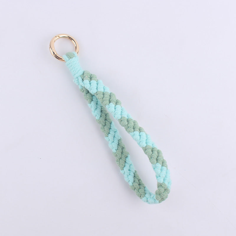 Wholesale Hand Woven Colorful Pattern Cotton Rope Keychain