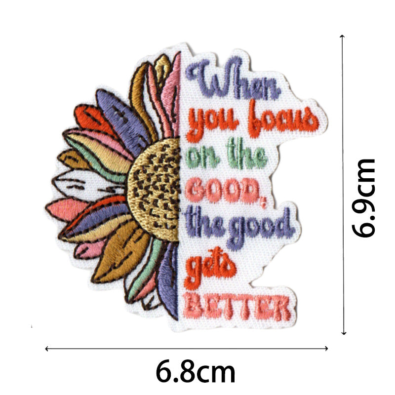 Wholesale Bohemian embroidered fabric patch with positive energy quotes for bags  DIY Patches