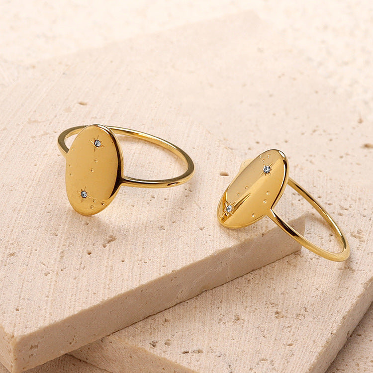 Wholesale Stainless Steel Gold-plated Oval Raindrop Rings