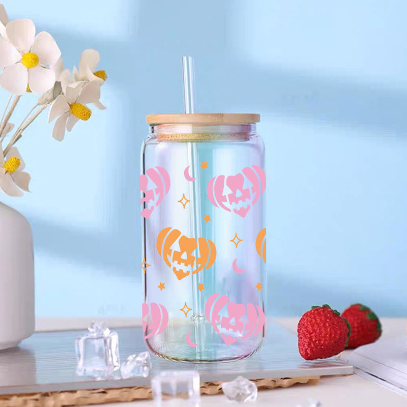 Wholesale Skeleton Bat Halloween 16oz Cup UV DTF Wraps