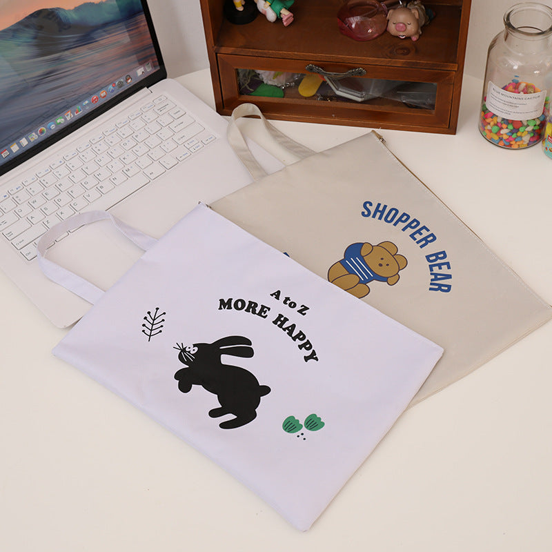 Wholesale Student test paper bag subject classification file bag canvas cute cartoon A4 zipper bag Office data storage bag