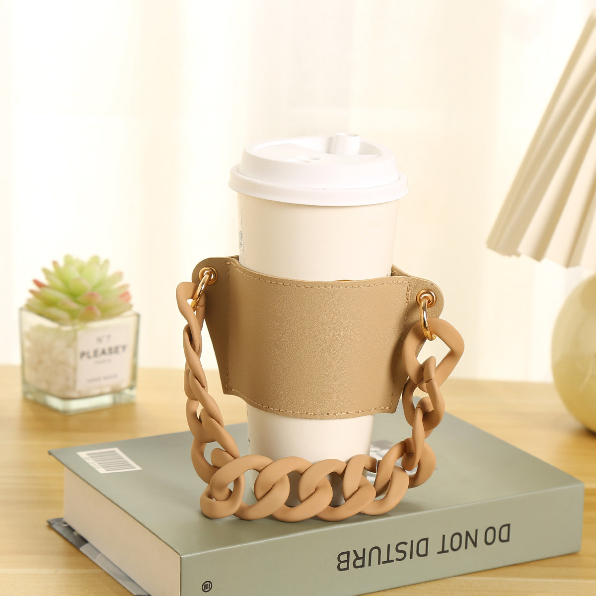 Wholesale Detachable Chain Coffee Non Slip Leather Cup Covers