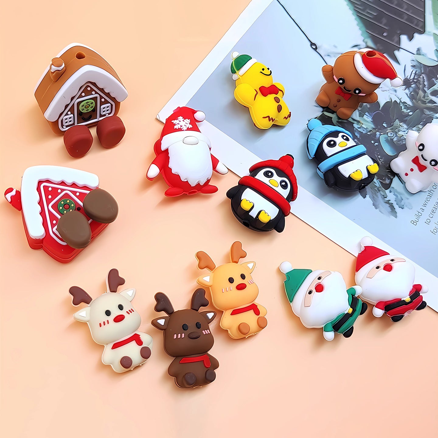 Wholesale 20pcs/psck   Christmas  silicone 3D Focal Beads