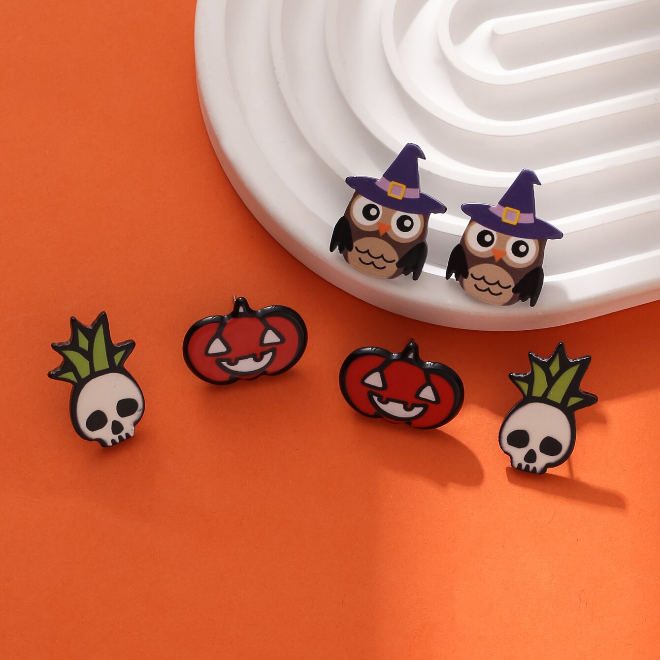 Wholesale Halloween Pumpkin Skeletons Funny Cartoon Acrylic Earrings
