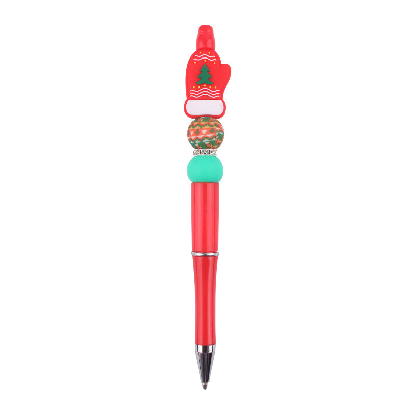 Wholesale Beaded Pens Creative Christmas Series Silicone Beads Colorful Plastic Ballpoint Pens