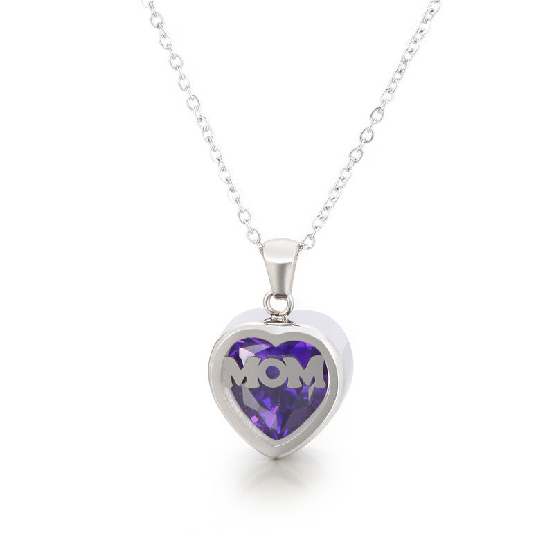 Wholesale new mother's day gift stainless steel heart-shaped necklace