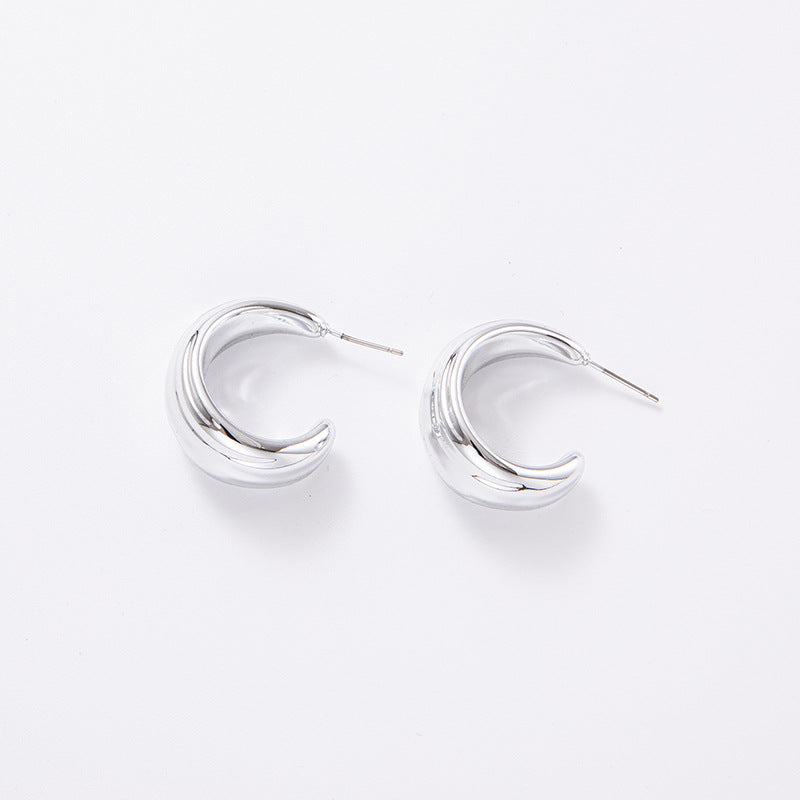 Wholesale C-shaped Electroplating Simple Plain Ring Acrylic Earrings
