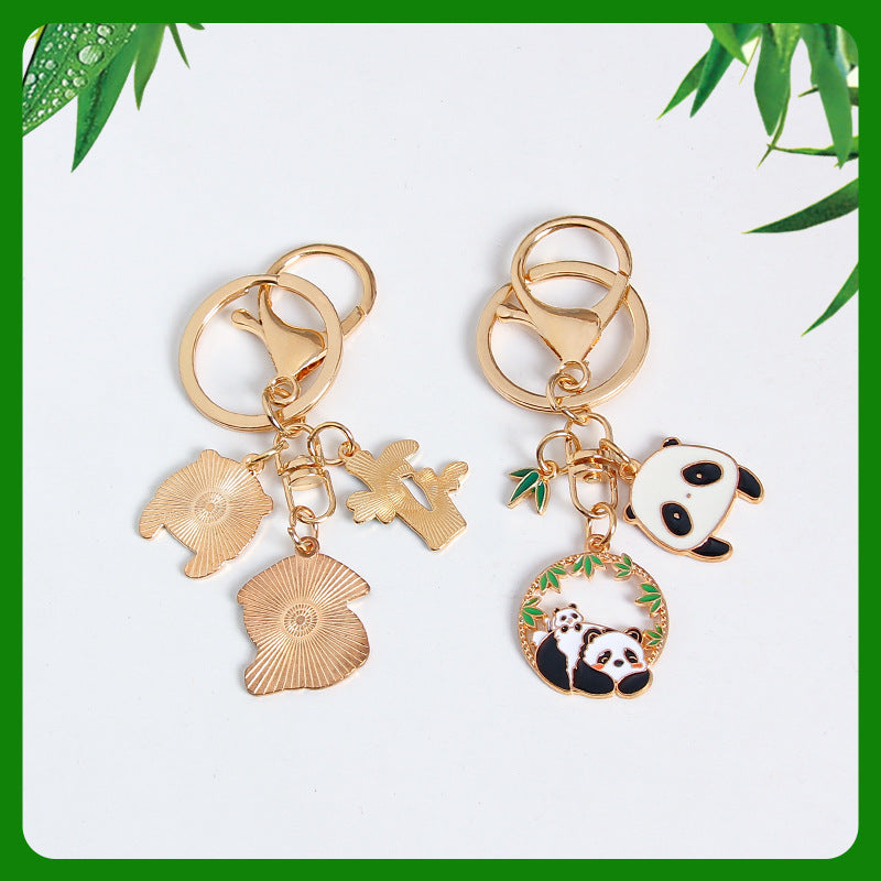 Wholesale of Chinese Style Panda Bamboo Metal Keychains