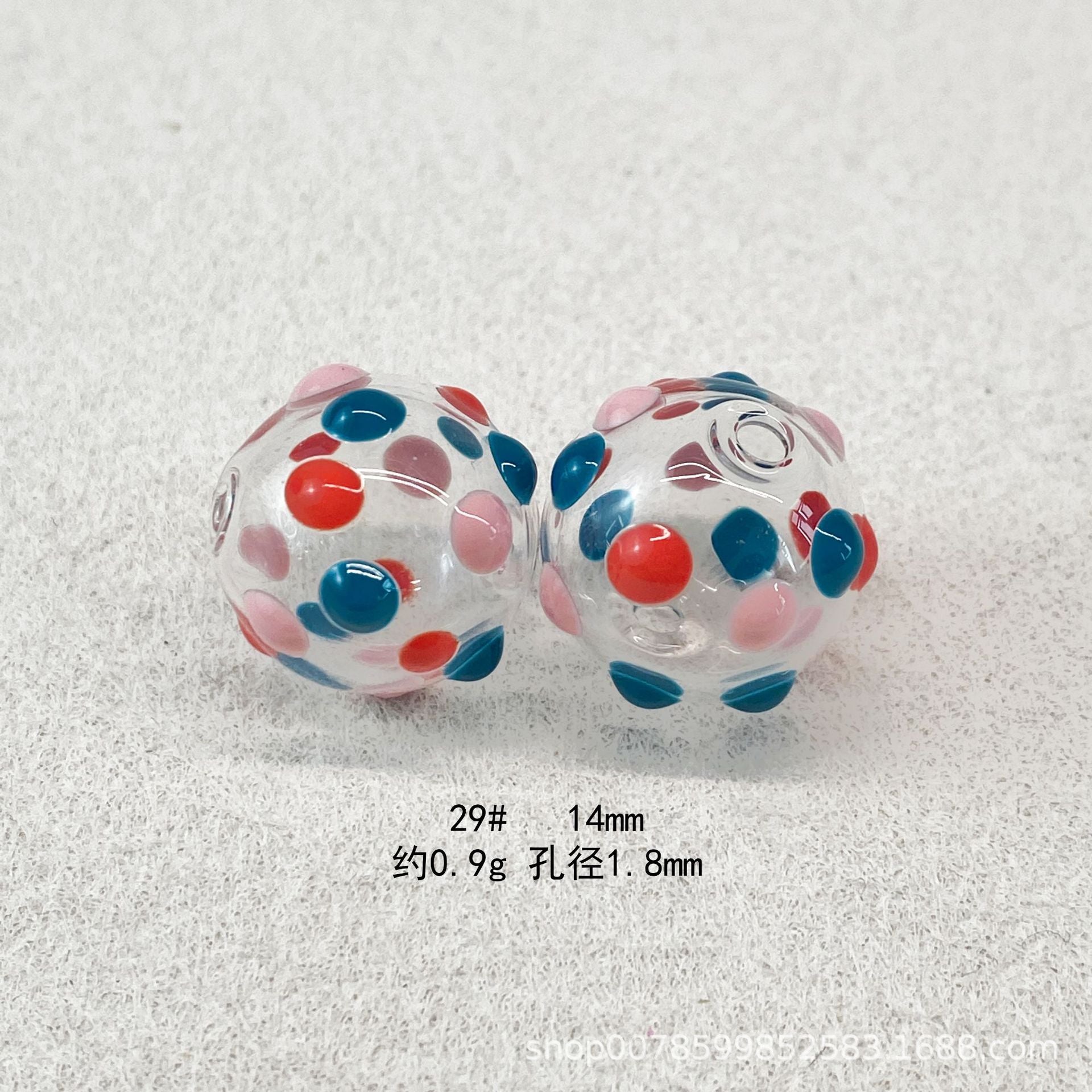 Wholesale 10pcs Transparent hollow glass heart-shaped polka dot hand-painted flower beads