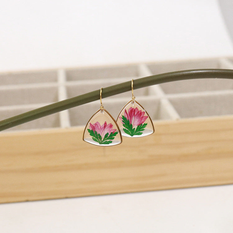 Wholesale 6pcs Geometric Colorful Dried Flower Earrings