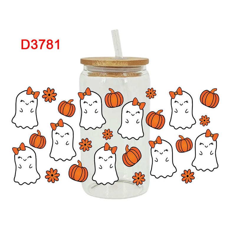 Wholesale Ghost Pumpkin Halloween 16oz Cup UV DTF Wraps