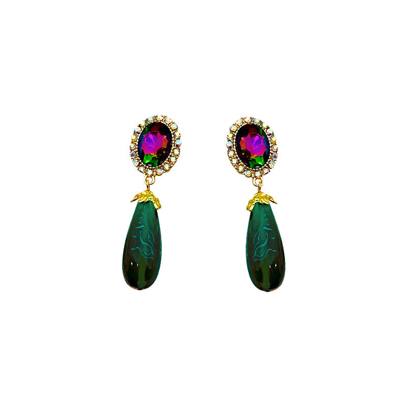 Wholesale Colored Gemstone Zircon Alloy Resin Earrings