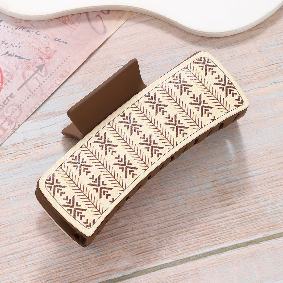 Wholesale Retro Cow Pattern Western Style Aztec Sunflower PU Shark Clip Hair Clip