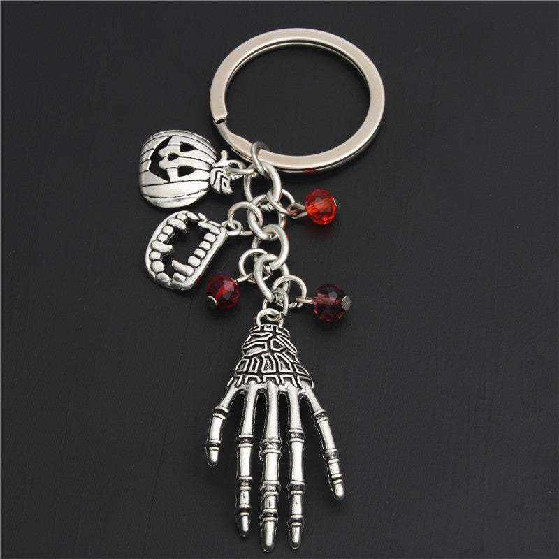 Wholesale Zinc Alloy Halloween Keychain Pumpkin Wizard Broom Teeth Pendant