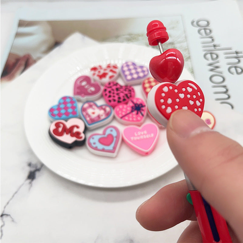 Wholesale Random 100pcs Pink heart-shaped bead  Focal Beads
