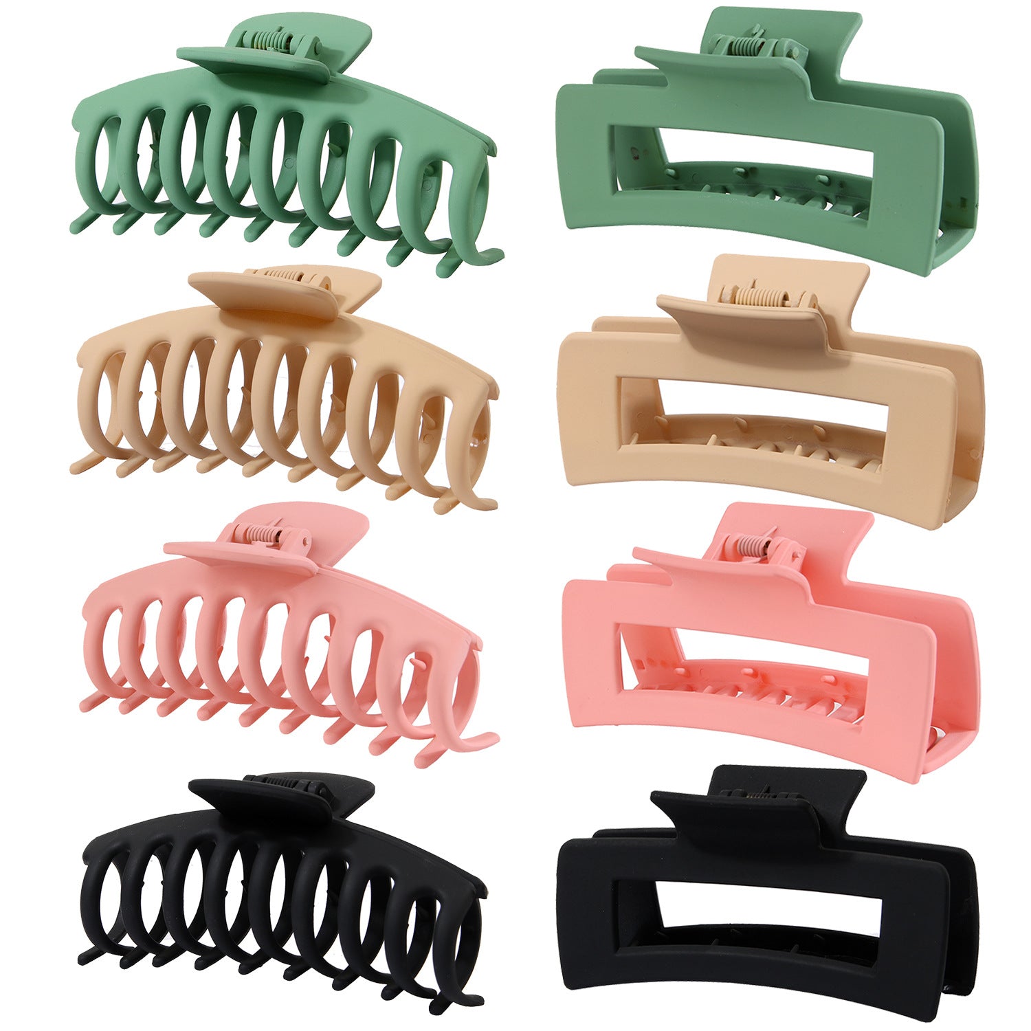 Wholesale 8PCS Seamless Frosted Rectangular Resin Hair Clips