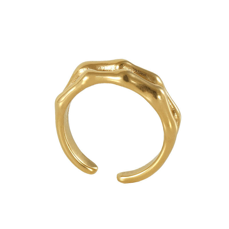 Wholesale Double Layer Bamboo Open Titanium Steel Ring