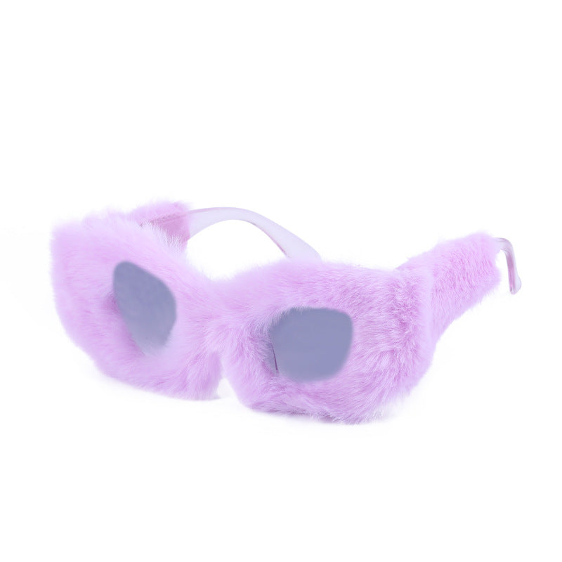Wholesale Plush Winter Fashion Cat-eye Sunglasses