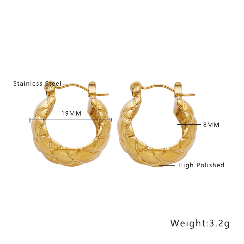 Wholesale High-grade Gold Stainless Steel Braided Thick U-shaped Earrings