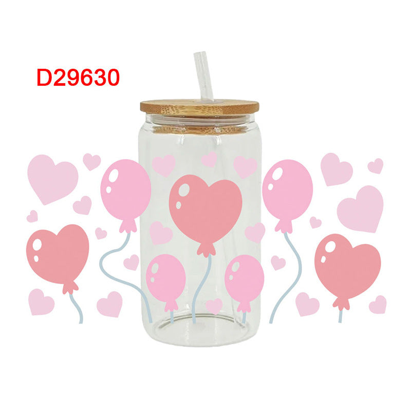 Wholesale Pink Love Bow Valentine's Day 16oz Cup UV DTF Wraps