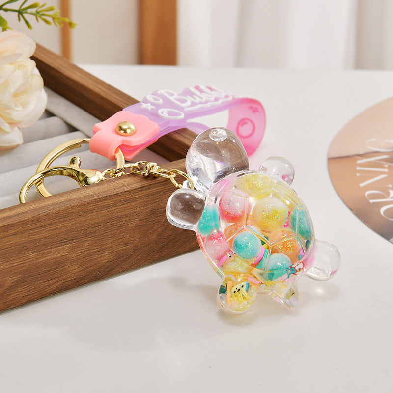 Wholesale Acrylic flowing sand turtle keychain