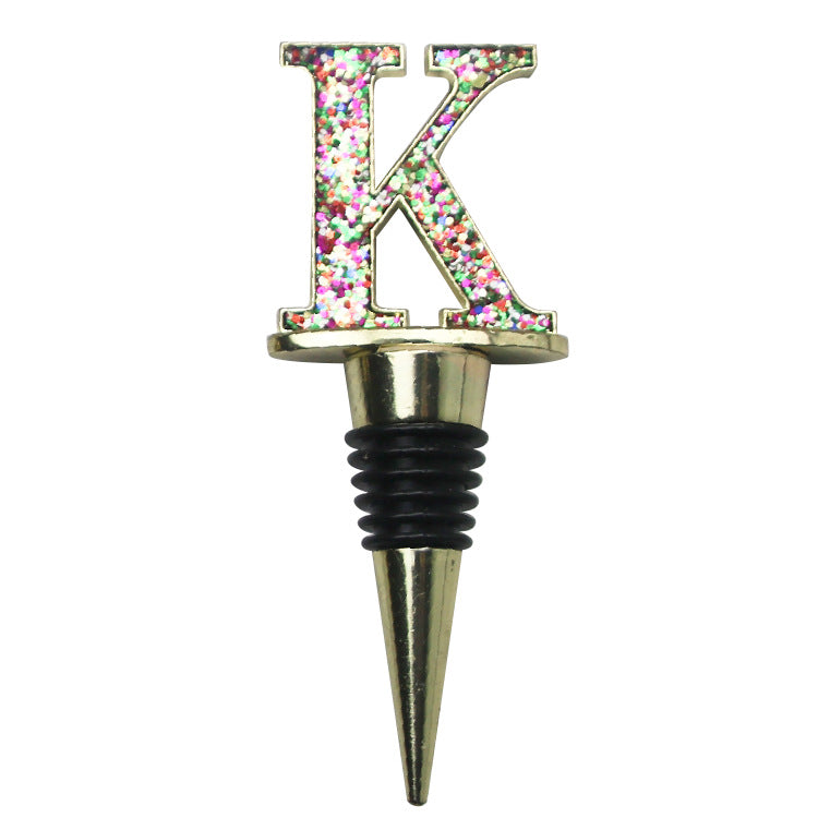 Wholesale Zinc Alloy 26 English Letter Wine Stopper Bottles