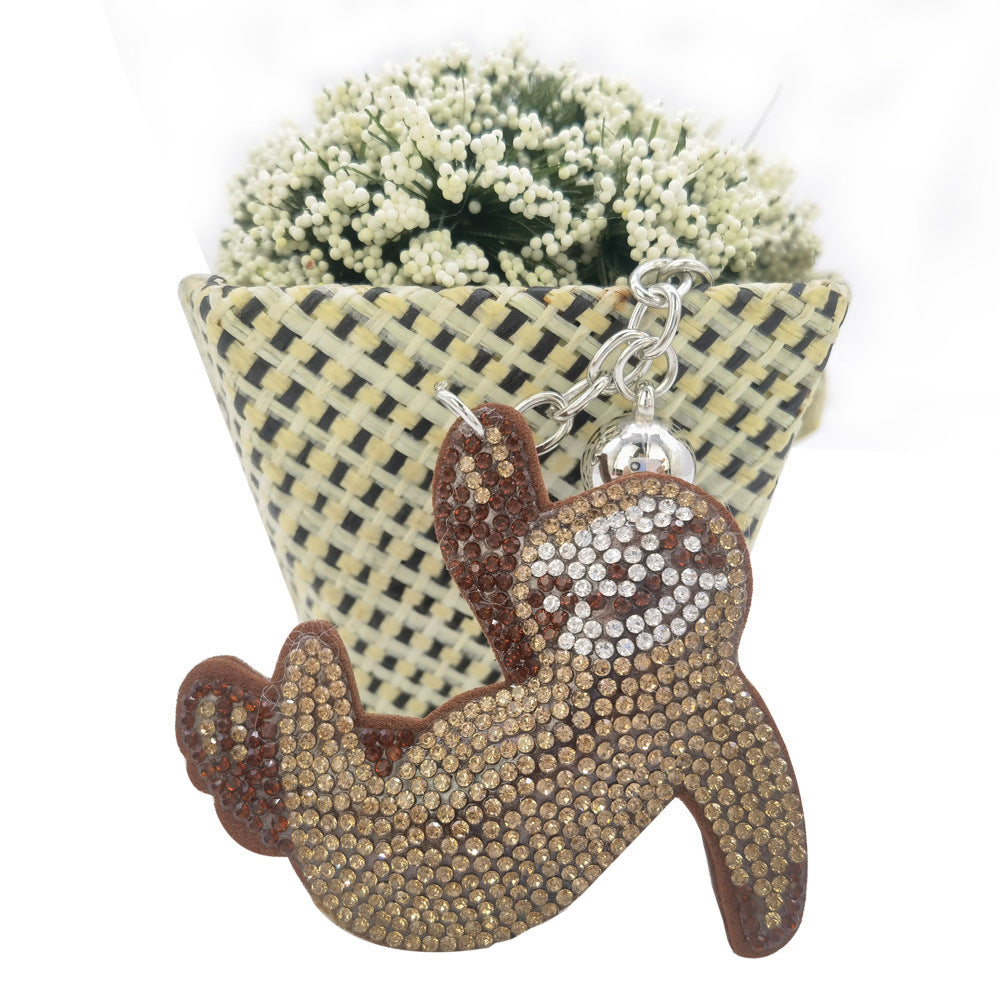 Wholesale 4pcs Cartoon sloth diamond studded Rhinestone Keychain