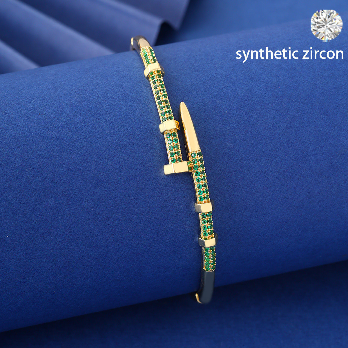 Wholesale Nail copper micro inlaid zircon open bracelet