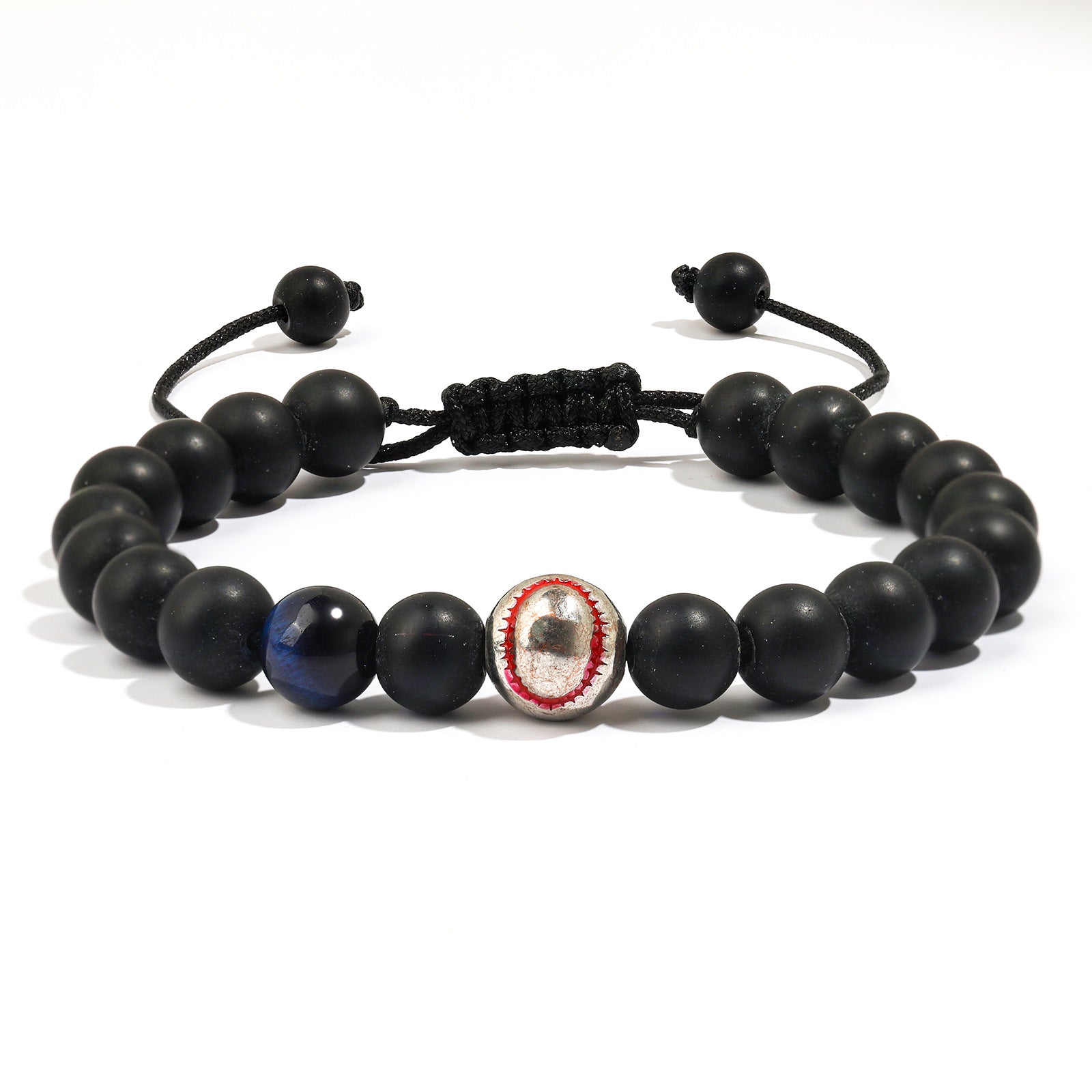 Wholesale Football baseball bead black frosted tiger eye stone bracelet