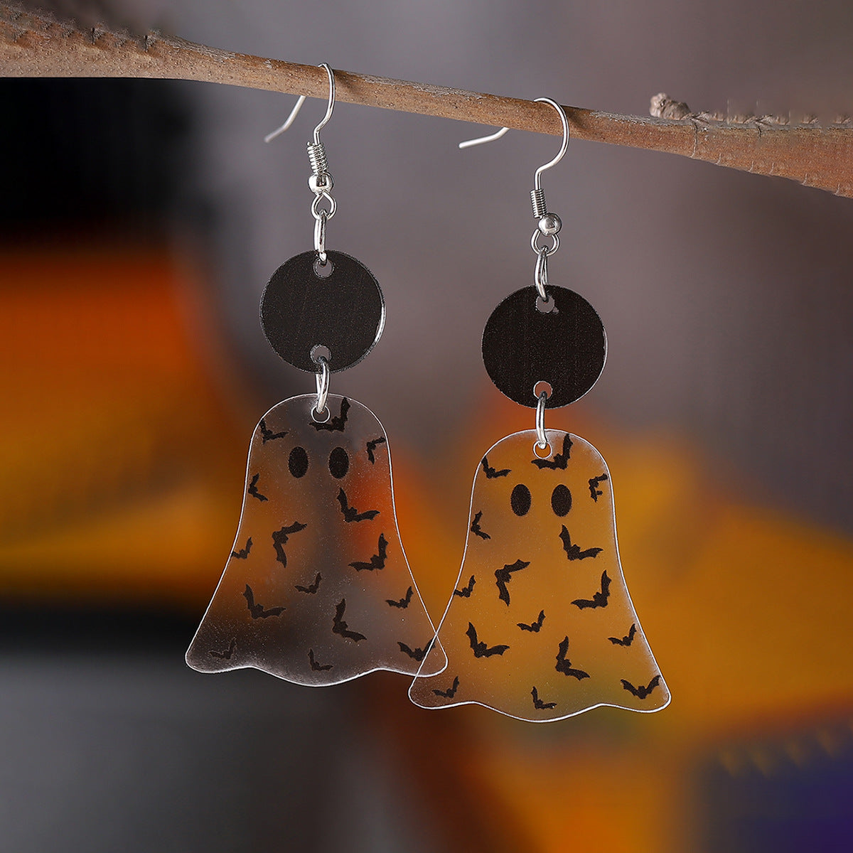Wholesale  Halloween Bat Ghost Splicing Pendant Earrings Acrylic Double-Sided Earrings Halloween Earrings