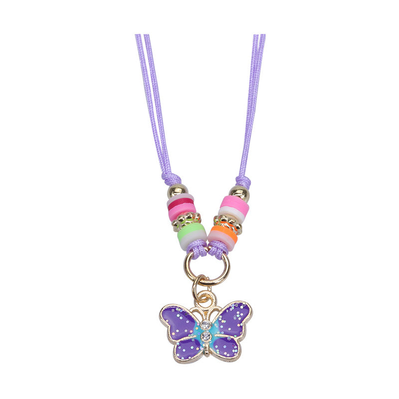 Wholesale Alloy Butterfly Rainbow Flower Shape Polymer Clay Children's Bracelet Necklace