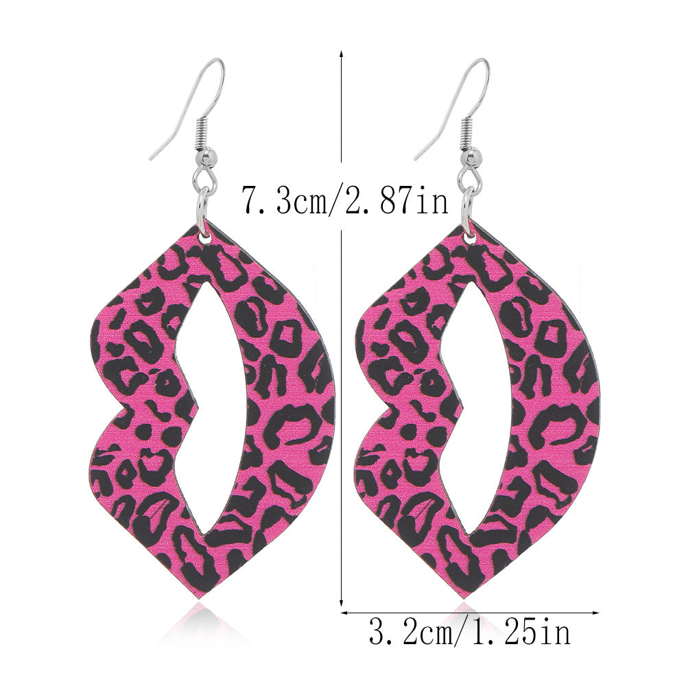 Wholesale Valentine's Day Love Truck Balloon Red Lip Wooden Earrings