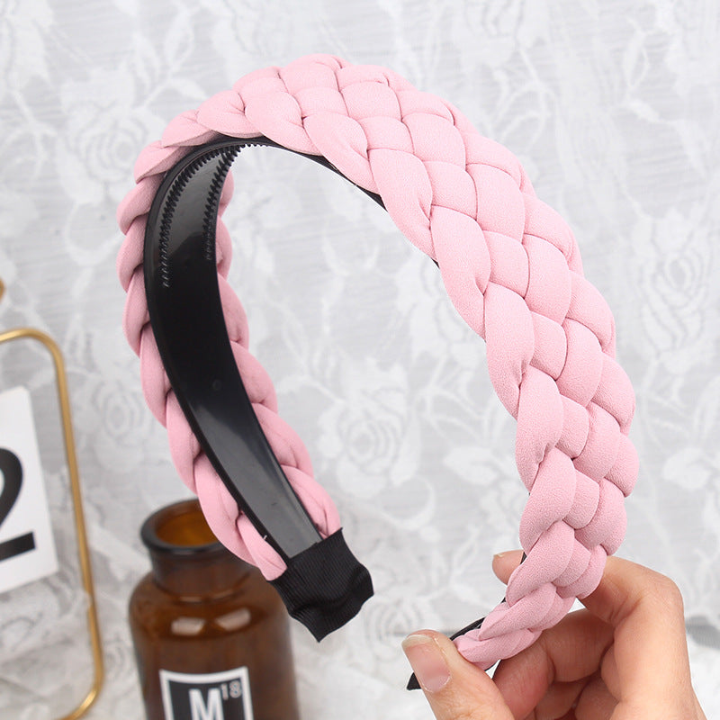 Wholesale Twist Braid Wide-brimmed Hairband Solid Color Headband
