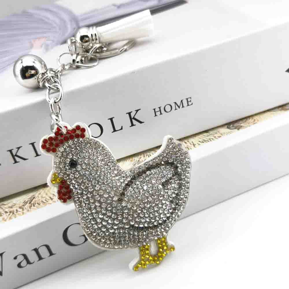Wholesale 4pcs  Diamond studded hen Rhinestone Keychain