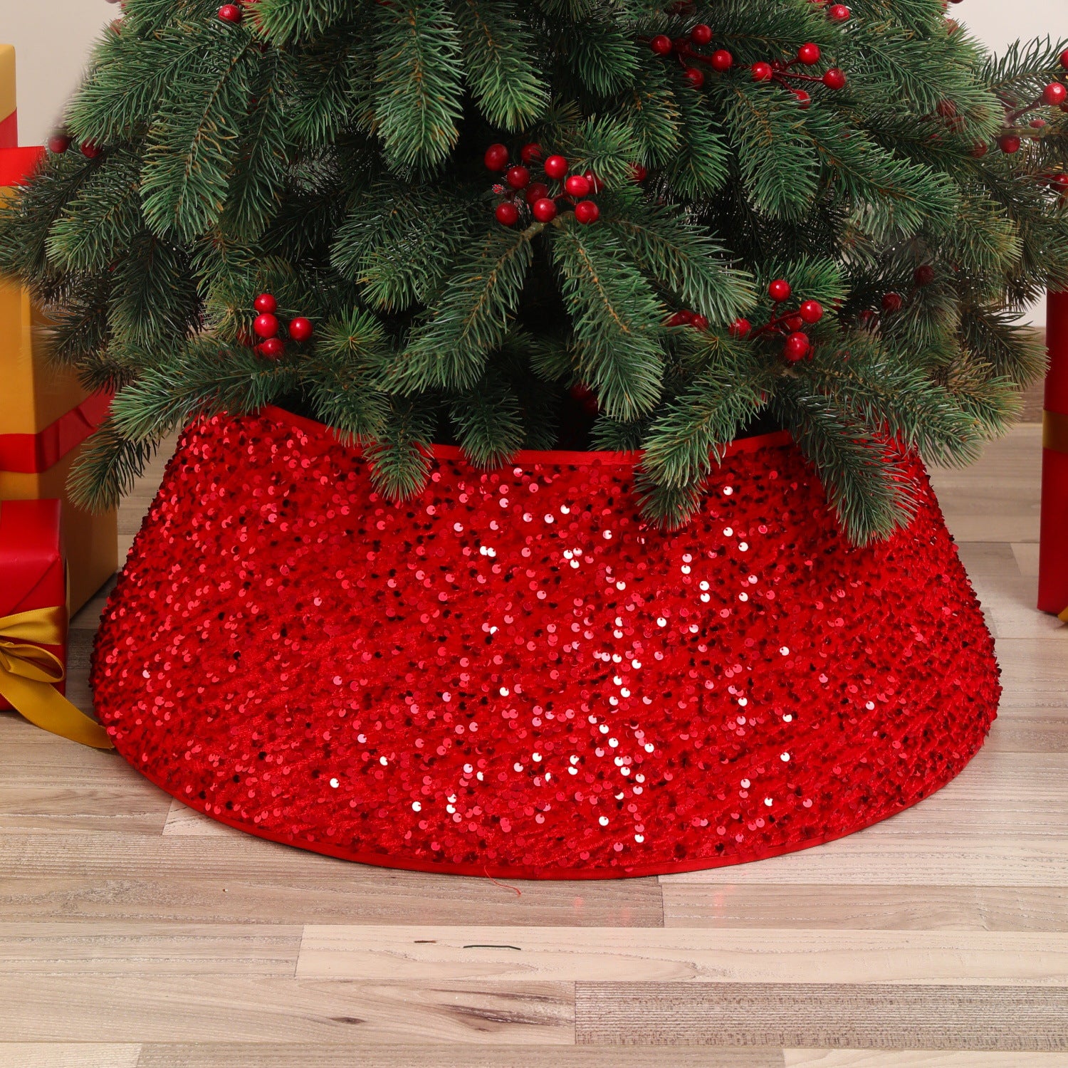 Wholesale Fabric Christmas Tree Skirt Base decoration Props