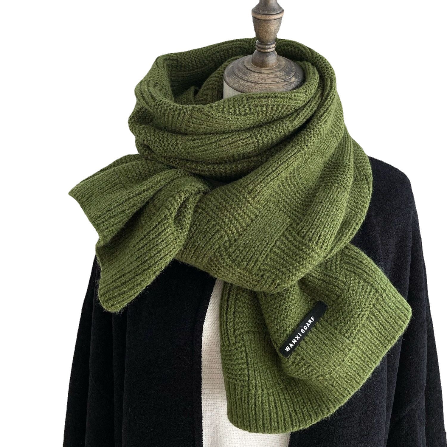 Wholesale Stripe Solid Color Label Winter Warm Knitted Arctic Velvet Scarves