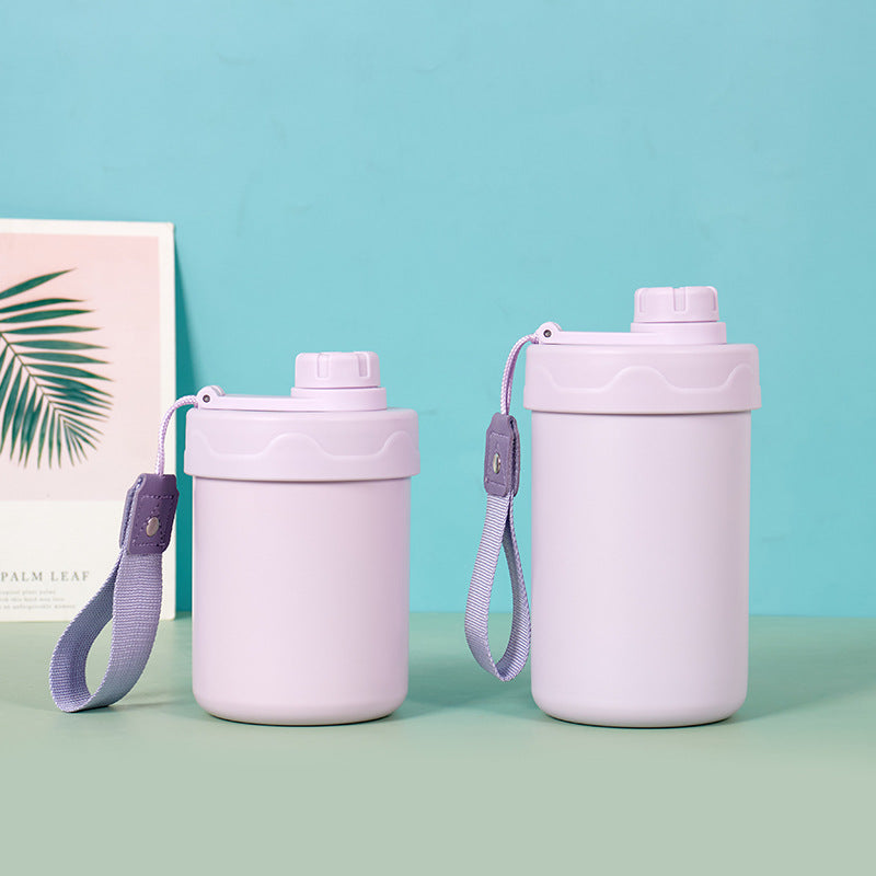 Wholesale The Popular 304 Stainless Steel Portable Hand Rope Straw Thermos Cup Poop